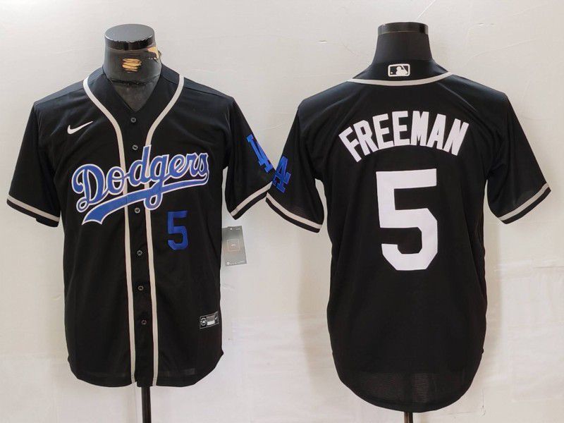 Men Los Angeles Dodgers 5 Freeman Black Fashion Nike Game MLB Jersey style 41